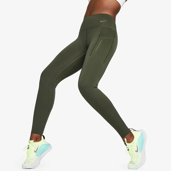 NIKE Women's Dri FIT Go Mid Rise Leggings Size S In Green - Picture 1 of 7
